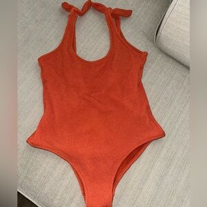 Kona Orange Knotted One-Piece Swimsuit